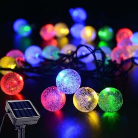 Solar Outdoor String Lights; Crystal Ball String Lights With 4 Colors In 8 Modes; Decorative String Lights For Gardens And Balconies