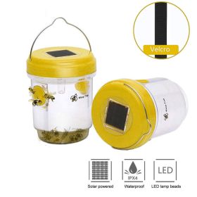 1pc Solar Power Wasp Trap Hanging; Outdoor Bee Trap With UV LED Light; Reusable Trapping Bucket For Insects