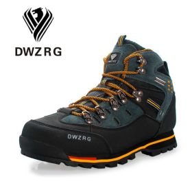 DWZRG Men Hiking Shoes Waterproof Leather Shoes Climbing & Fishing Shoes New Popular Outdoor Shoes Men High Top Winter Boots