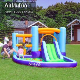 AirMyFun Inflatable Bounce House, Bouncer & Slide with Air Blower,Play House with Ball Pool,Inflatable Kids Slide,Jumping Castle with Carry Bag