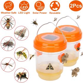 2Pcs Solar Powered Outdoor Wasp Trap Hanging Fly Catcher