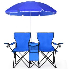 Portable Folding Picnic Double Chair With Umbrella